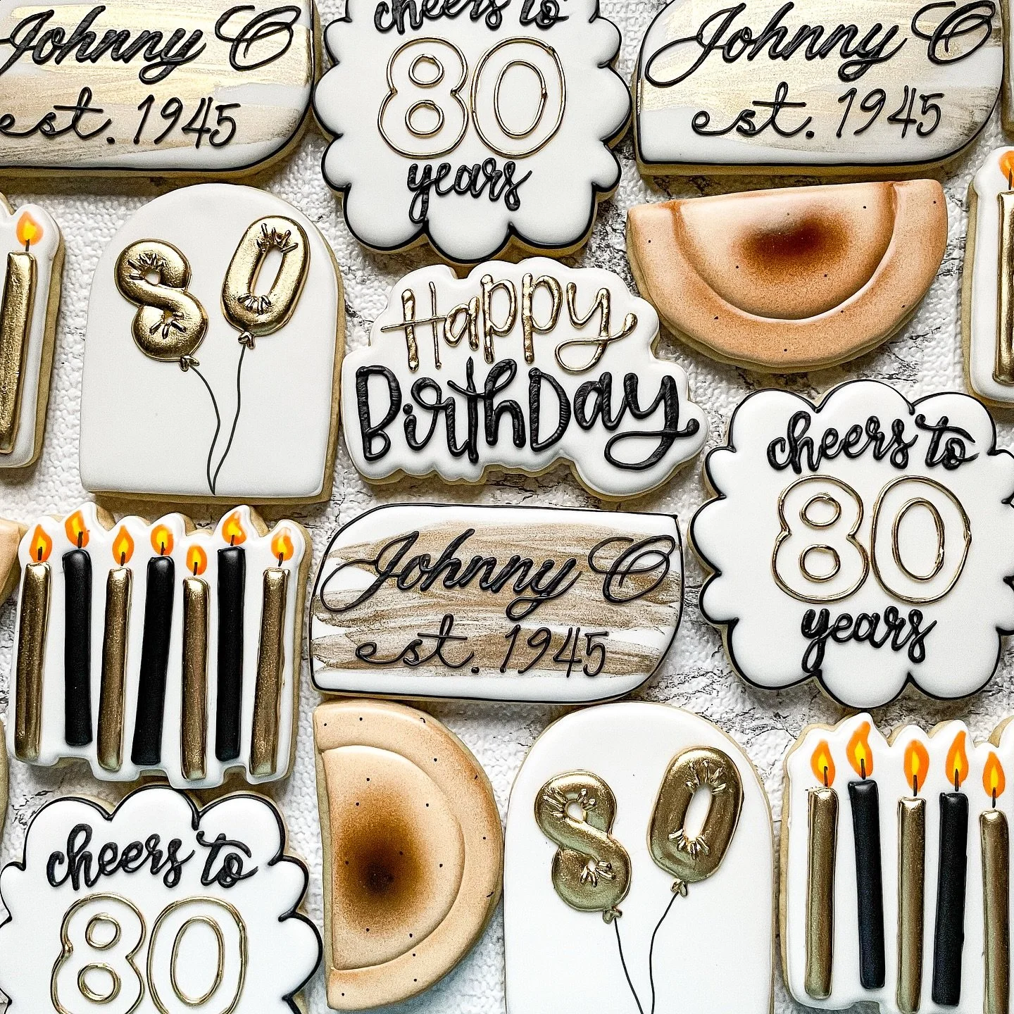 Cookies for (Satur)days! 🎉🎂🥳
Johnny O&rsquo;s 80th birthday bash! 

#cookiesbylyss #customcookies #cookieart #cookieartist #cookiecontent #decoratedcookies #glazecookies #cookies #cookiesofinstagram #cookiedecorating #birthdaycookies #80thbirthday