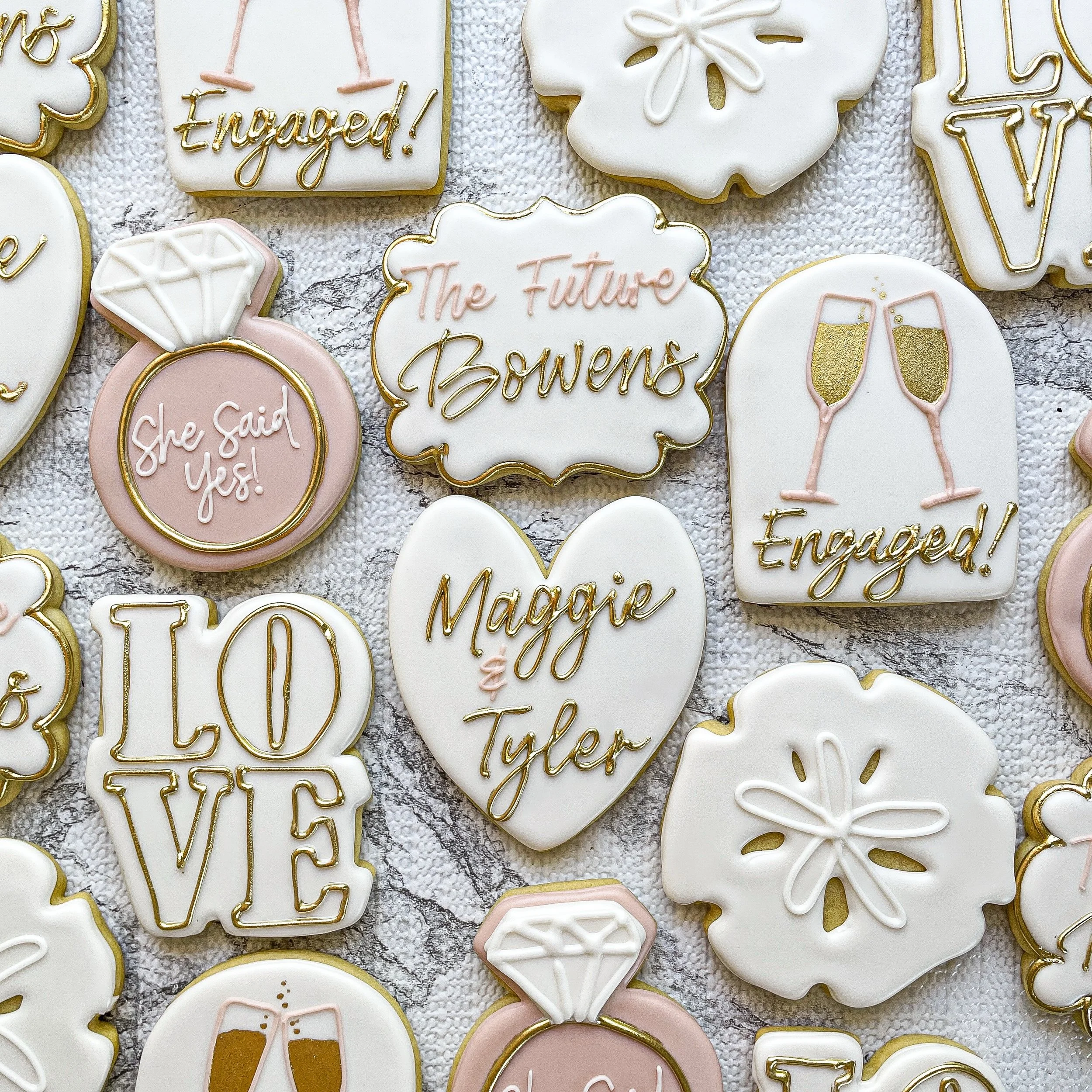 Tyler asked, Maggie said yes, officially engaged!! 💕💍
#cookiesbyss #engagementcookies #weddingcookies #capemayweddingcookies #bridalcookies