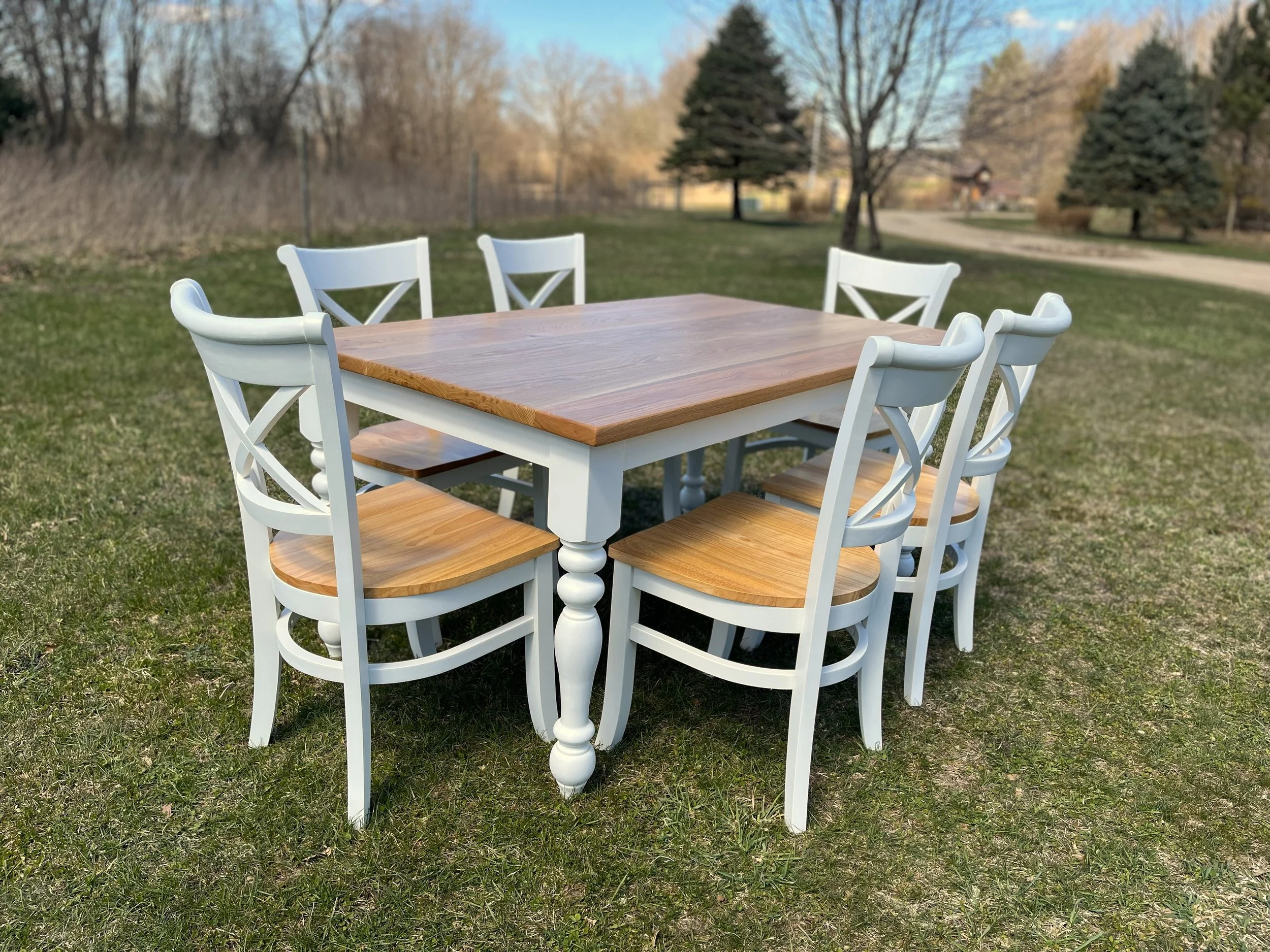 White Oak Turned Leg Ford Table