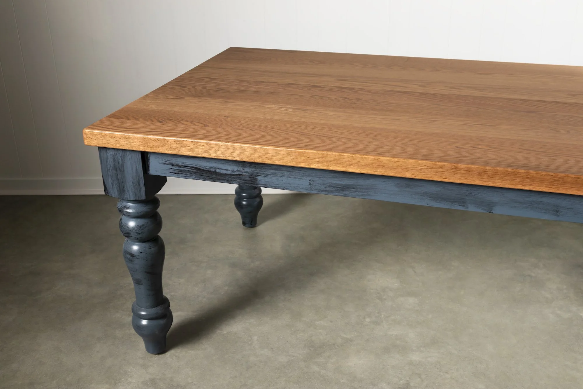 Blue Distressed Turned Leg Ford Table
