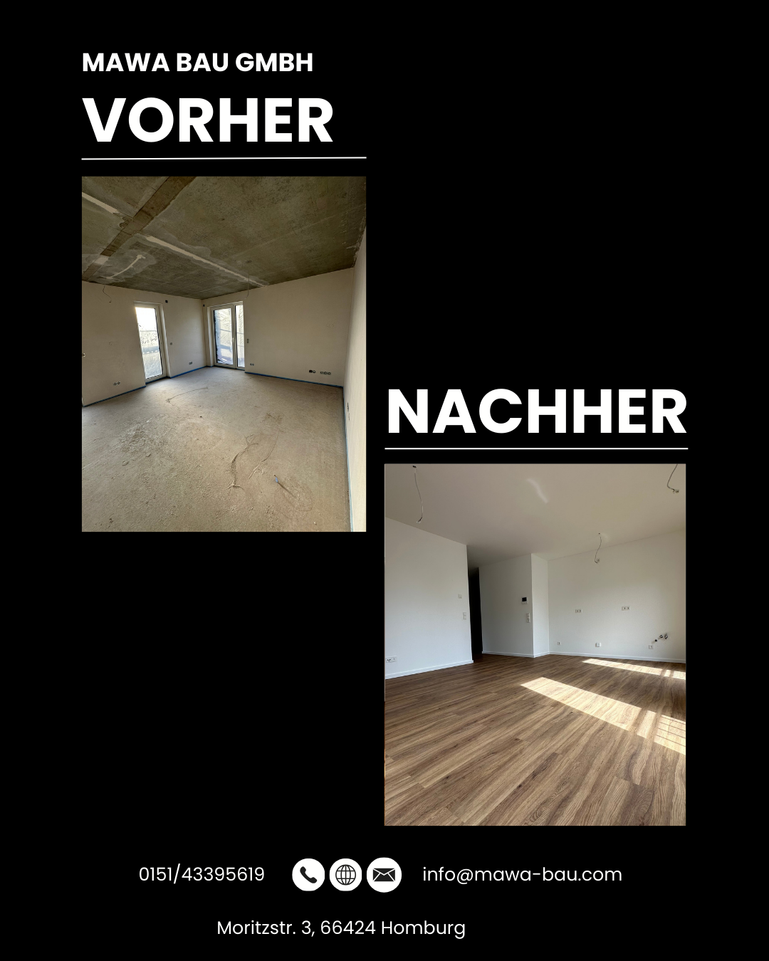 Kompletter Innenausbau mit Maler-, Stuckateur- und Vinylbodenarbeiten in Homburg-Bruchhof