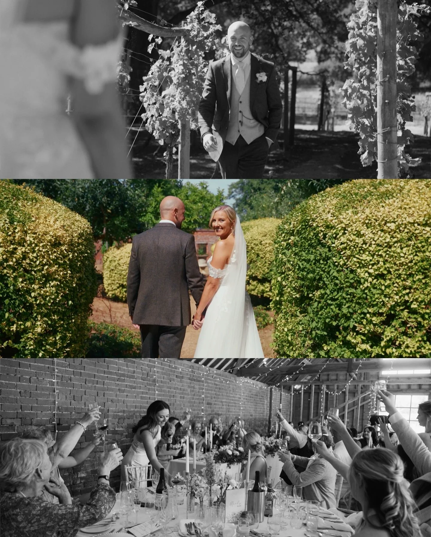Mixing black and white with colour imagery in your wedding film helps to focus on those social moments, highlighting them and focusing on the emotion! 
This is one of my favourite signature styles when creating your wedding film 🤍🖤

This was shot f