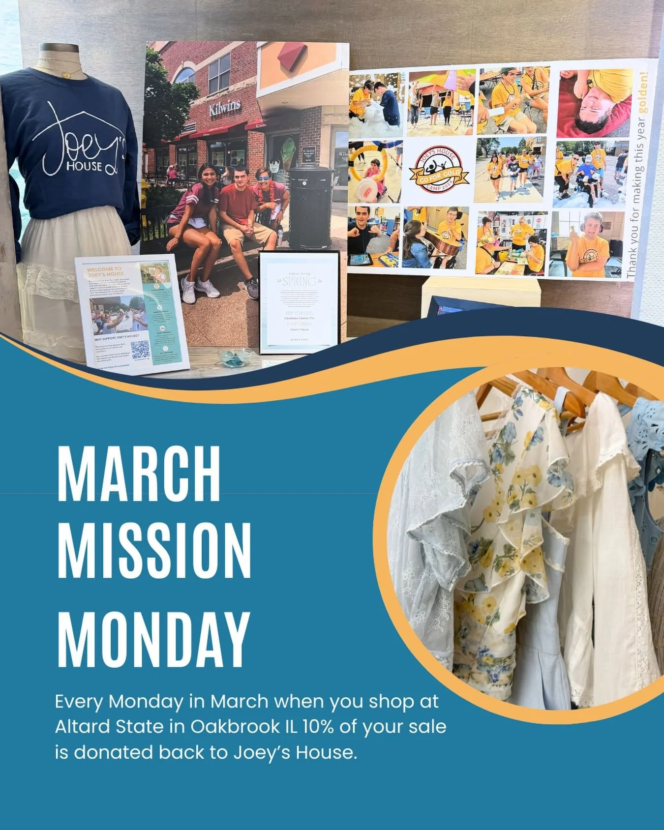 Every Monday in March when you shop at @altardstate in Oakbrook IL 10% of your sale is donated back to Joey&rsquo;s House #MissionMonday #JoeysHouse #GiveBack