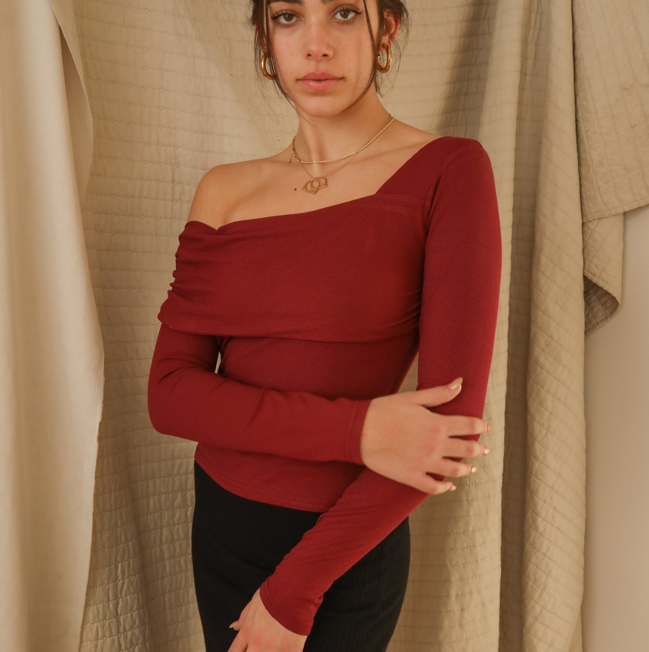 Last One - Double Layered, Asymmetrical Knit Top