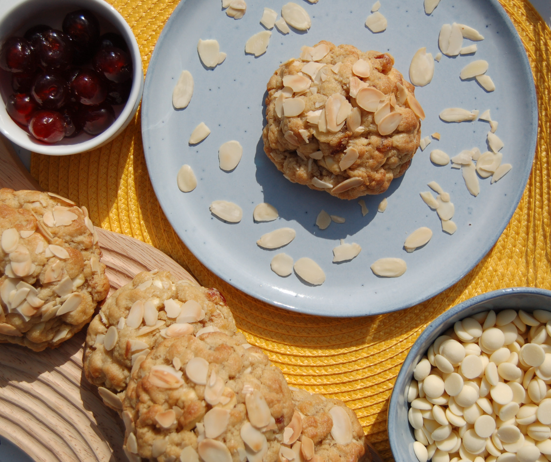 Cherry Bakewell New York Cookie made from organic ingredients
