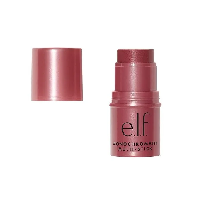 e.l.f. Monochromatic Multi Stick in a pink shade with its lid off.