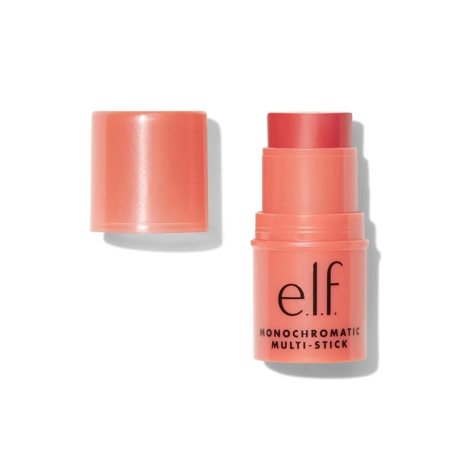 e.l.f. Monochromatic Multi-Stick, open and unsealed, with cap beside it.