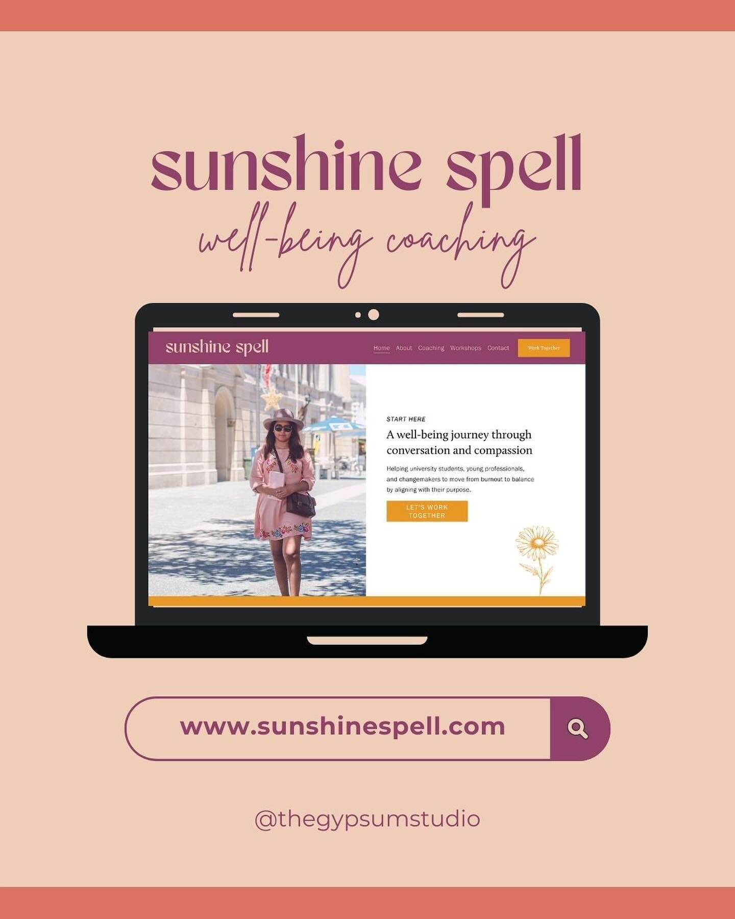 Obsessed with my radiant clients! Website reveal. 🌞

Meet Maiyshla of Sunshine Spell, well-being coaching for university students and young professionals. 

A well-being journey through conversation and compassion. Helping changemakers to move from 