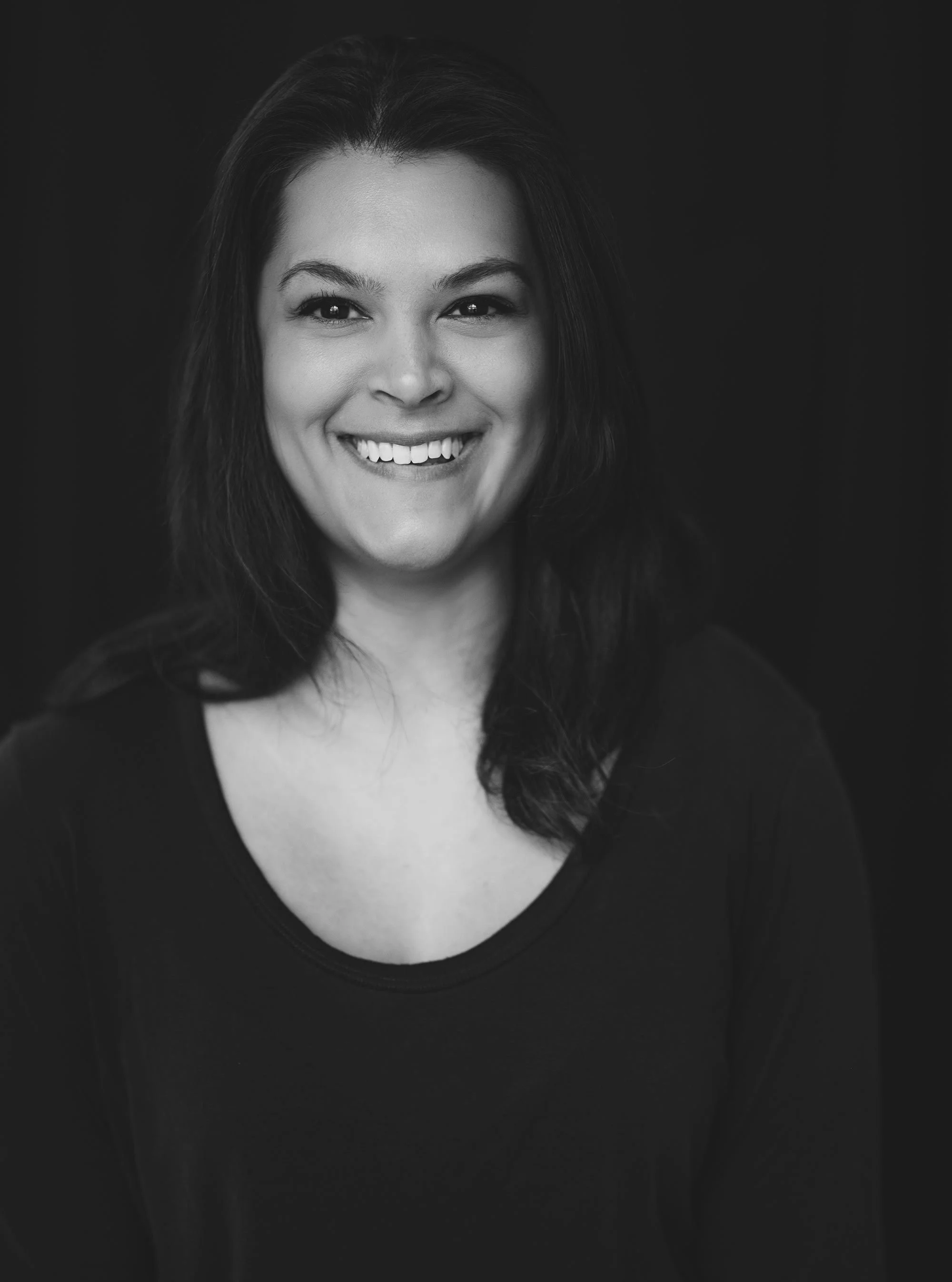 Black & white photo of a woman named Monica