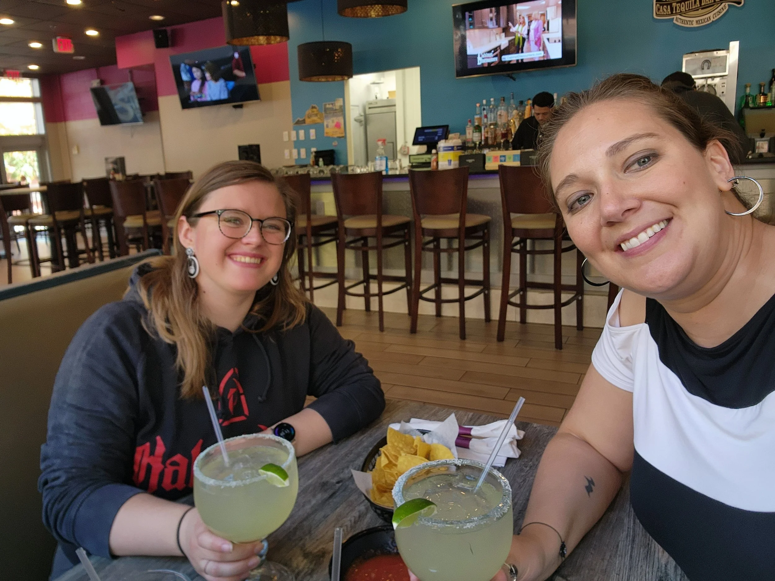 Sarah and Em relaxing with a much deserved margarita after the 12th International Symposium on Heat Shock Proteins in Biology, Medicine, and the Environment in
Old Town Alexandria, Virginia. October 31st, 2023