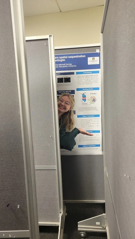 Chloe having fun at the Midwest Stress Poster Session. January 20th, 2024