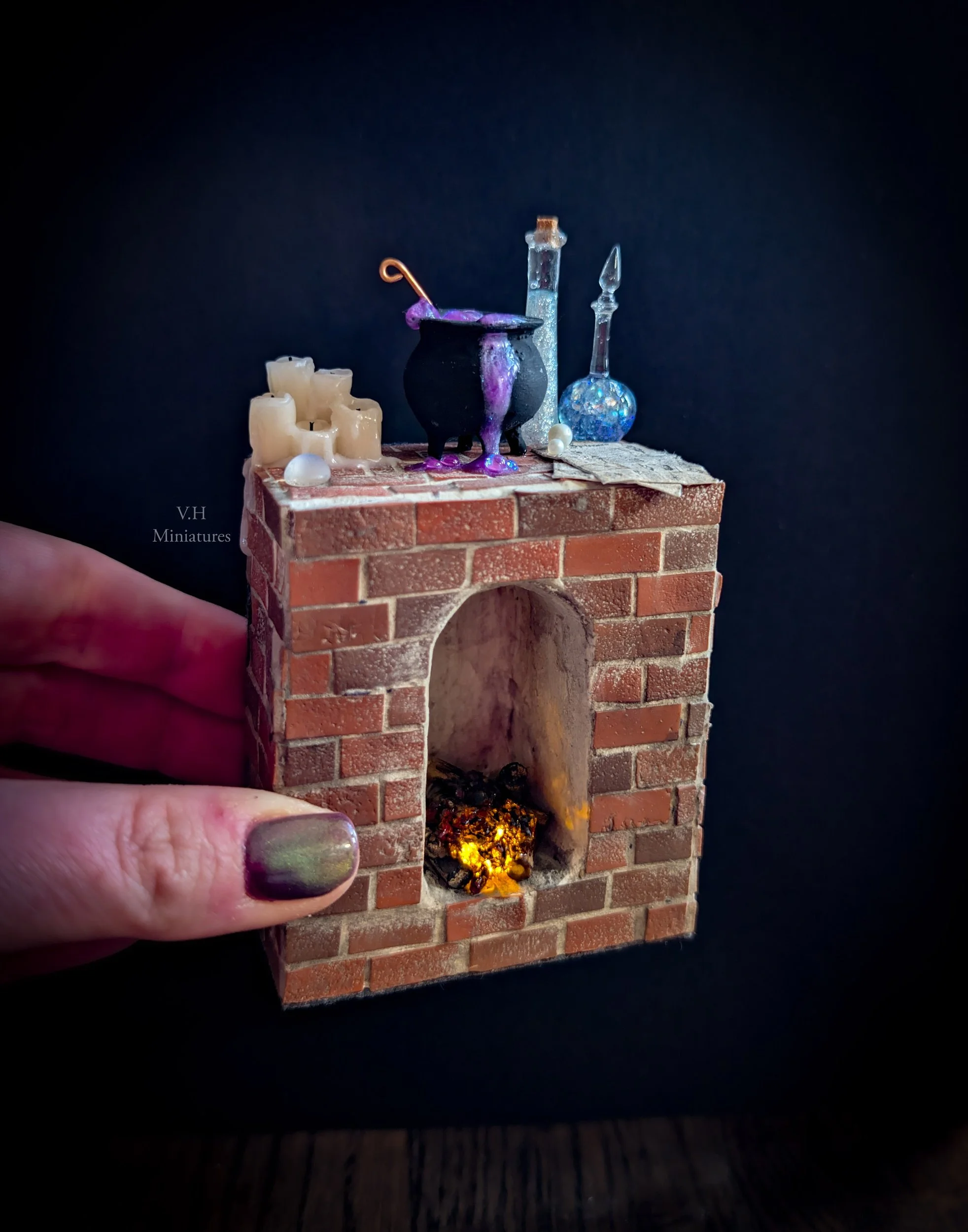 1/12TH Mini OOAK Brick Stove Scene