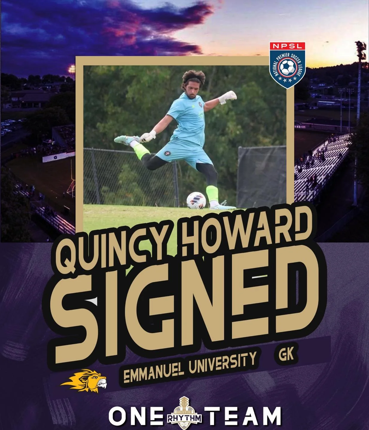 ⚽🧤 Player Signing Announcement 🧤⚽

Bristol Rhythm AFC is excited to announce the signing of goalkeeper Quincy Howard.
Howard joins the Rhythm after playing collegiate soccer at Emmanuel University (GA). 

The Savannah, Georgia native stands 6&rsquo