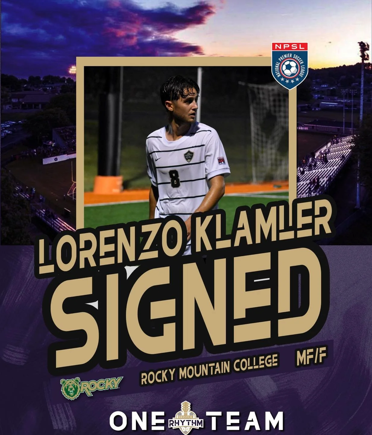 ⚡️ WELCOME TO THE RHYTHM &mdash; LORENZO KLAMLER! ⚡️

We&rsquo;re fired up to announce the signing of Lorenzo Klamler, a dynamic midfielder / forward from Rocky Mountain College Athletics to Bristol Rhythm AFC!

Hailing from Graz, Austria, Lorenzo br