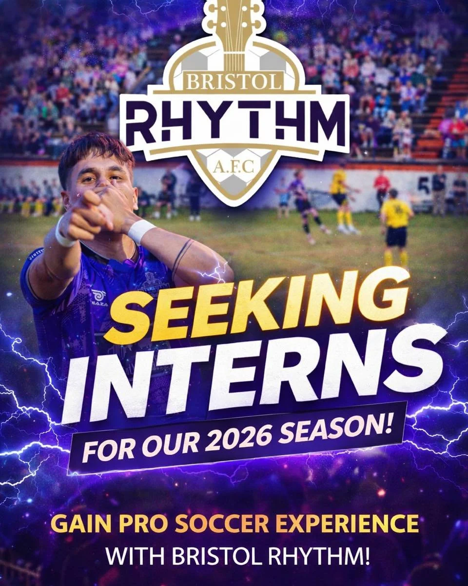 🎶⚡ JOIN THE RHYTHM &ndash; 2026 INTERNSHIPS NOW OPEN! ⚡🎶

Want hands-on experience working with a semi-professional soccer club? This is your opportunity to be part of something electric.
Bristol Rhythm AFC is seeking motivated, energetic interns f