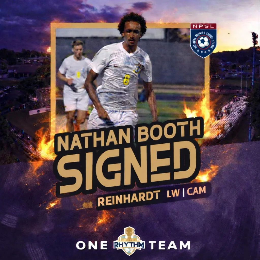 🔥 WELCOME TO THE RHYTHM 🔥

Bristol Rhythm AFC is fired up to announce the signing of Nathan Booth from Reinhardt University.

A dynamic attacking threat who can operate on the wing or through the middle, Nathan brings pace, creativity, and a fearle