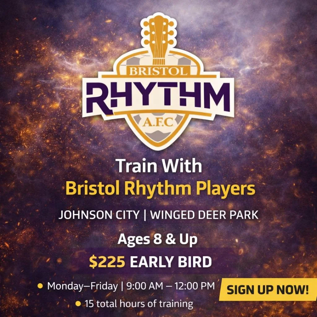 JOHNSON CITY &mdash; IT&rsquo;S YOUR TURN ⚡️
Bristol Rhythm AFC is bringing the energy to Winged Deer Park this summer!

📍 June 8&ndash;12, 2026

Train with Bristol Rhythm players and experience the game at a whole new level.

🔥 Take advantage of o