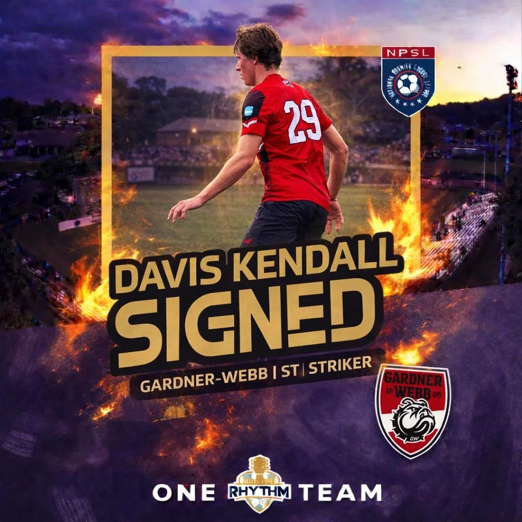 🚨 NEW SIGNING ALERT 🚨 

Please welcome Davis Kendall &mdash; Striker out of Gardner-Webb &mdash; to the Rhythm

An explosive athlete with the ability to make dangerous runs in behind, Kendall brings pace, energy, and a constant threat to our attack