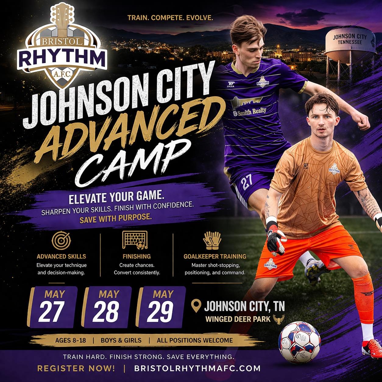 ⚡️ JOHNSON CITY&hellip; THE RHYTHM IS COMING ⚡️

The Bristol Rhythm AFC is bringing the heat this Memorial Day Week.

🔥 Advanced Skill &amp; Finishing Camp
📍 Winged Deer Park

📅 May 27&ndash;29 | ⏰ 9&ndash;12

Build confidence. Sharpen your skills