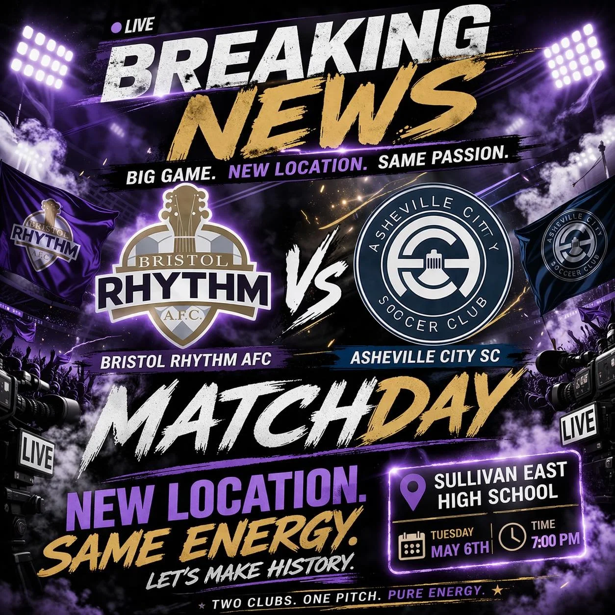 🚨 ONE MONTH AWAY 🚨 

New location. SAME ENERGY.
We&rsquo;re kicking off our 2026 campaign in a BIG way &mdash;
the first preseason home match in Rhythm history. 🎸🔥

Our home stadium may be booked&hellip;
but our friends at Sullivan East High Scho