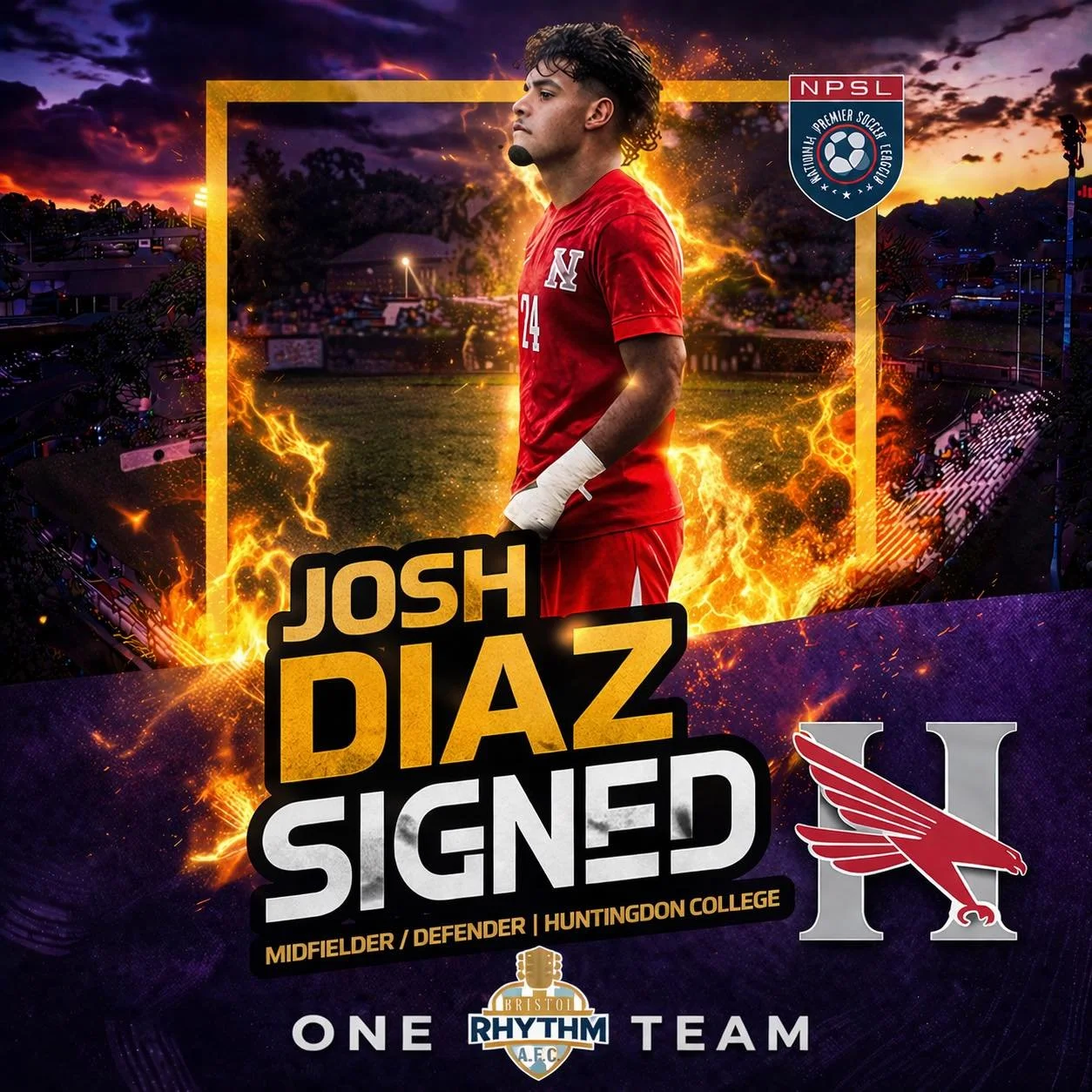 🚨 PLAYER ANNOUNCEMENT 🚨 

Josh Diaz
Midfielder / Defender | Huntingdon College

Josh Diaz brings versatility, composure, and control to the pitch. A true two-way player, he can anchor the backline or step into midfield and dictate the tempo with co