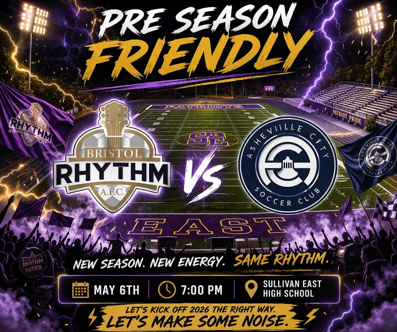 🔥 Rhythm Nation&hellip; it&rsquo;s almost time 🔥
May 6th is coming FAST.
Are you ready for Asheville City? 👀
This is a heavyweight preseason clash at Sullivan East.
👉 Are you coming?