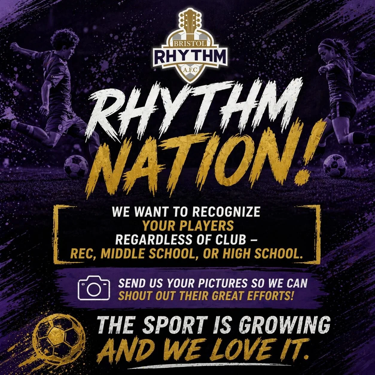 Rhythm Nation 💜
A lot of soccer was played over the past week&mdash;including the 2026 Appalachian Highlands Spring Cup.
We want to recognize YOUR players&mdash;club, rec, middle school, or high school.
👉 Share your pictures with us ⚽
The game is g