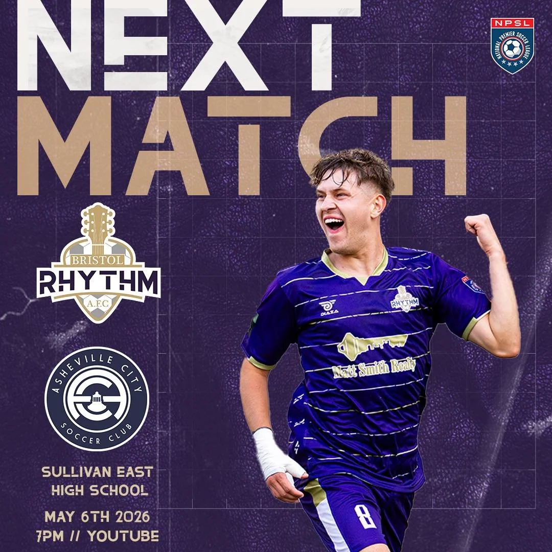 🔥 NEXT MATCH 🔥 

📅 May 6 | 🕖 7PM
📍 Sullivan East HS

💰 $6 Adults | $4 Youth

🎟️ Tickets:
👉 https://www.bristolrhythmafc.com/schedule-2026/ashevillecitysc-home

#uptherhythm #onecitytwostatesoneteam #therhythmisgonnagetyou #feeltherhythm #npsl