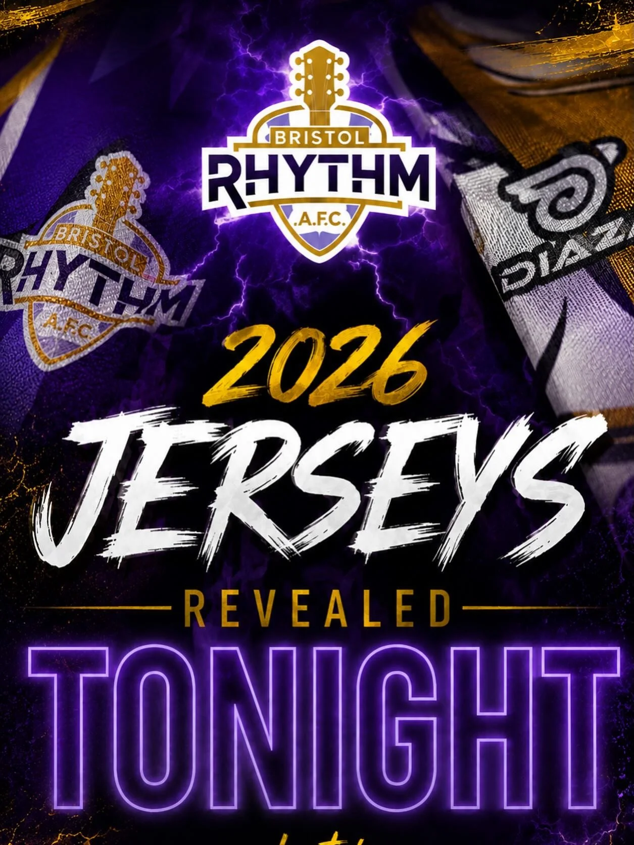 🚨 BREAKING NEWS 🚨

The wait is finally over&hellip; 👀⚡️

🔥 The 2026 Bristol Rhythm AFC jerseys will officially be revealed TONIGHT 🔥

Rhythm Nation, get ready. These kits are electric. 💜💛

#UpTheRhythm #RhythmNation