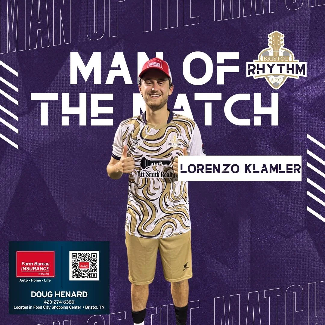 🚨 Rhythm Nation, your Doug Henard Farm Bureau Insurance of Bristol Man of the Match is Lorenzo Klamler! 👏⚽️

Take a moment to recognize Lorenzo for an outstanding defensive performance tonight in Charlotte as the Rhythm earned a huge road victory a
