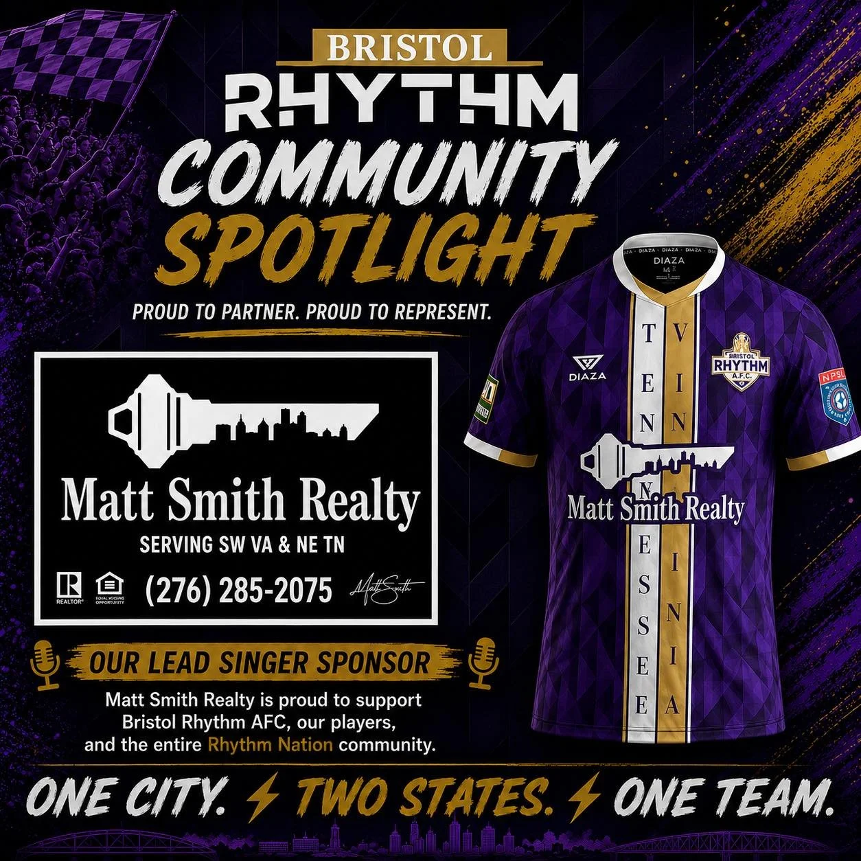 ⚡ COMMUNITY SPOTLIGHT WEDNESDAY ⚡

Today we&rsquo;re shining the spotlight on one of our incredible partners &mdash; Matt Smith Realty! 🏠🎶

From supporting Bristol Rhythm AFC on the pitch to investing in our local community off it, Matt Smith Realt