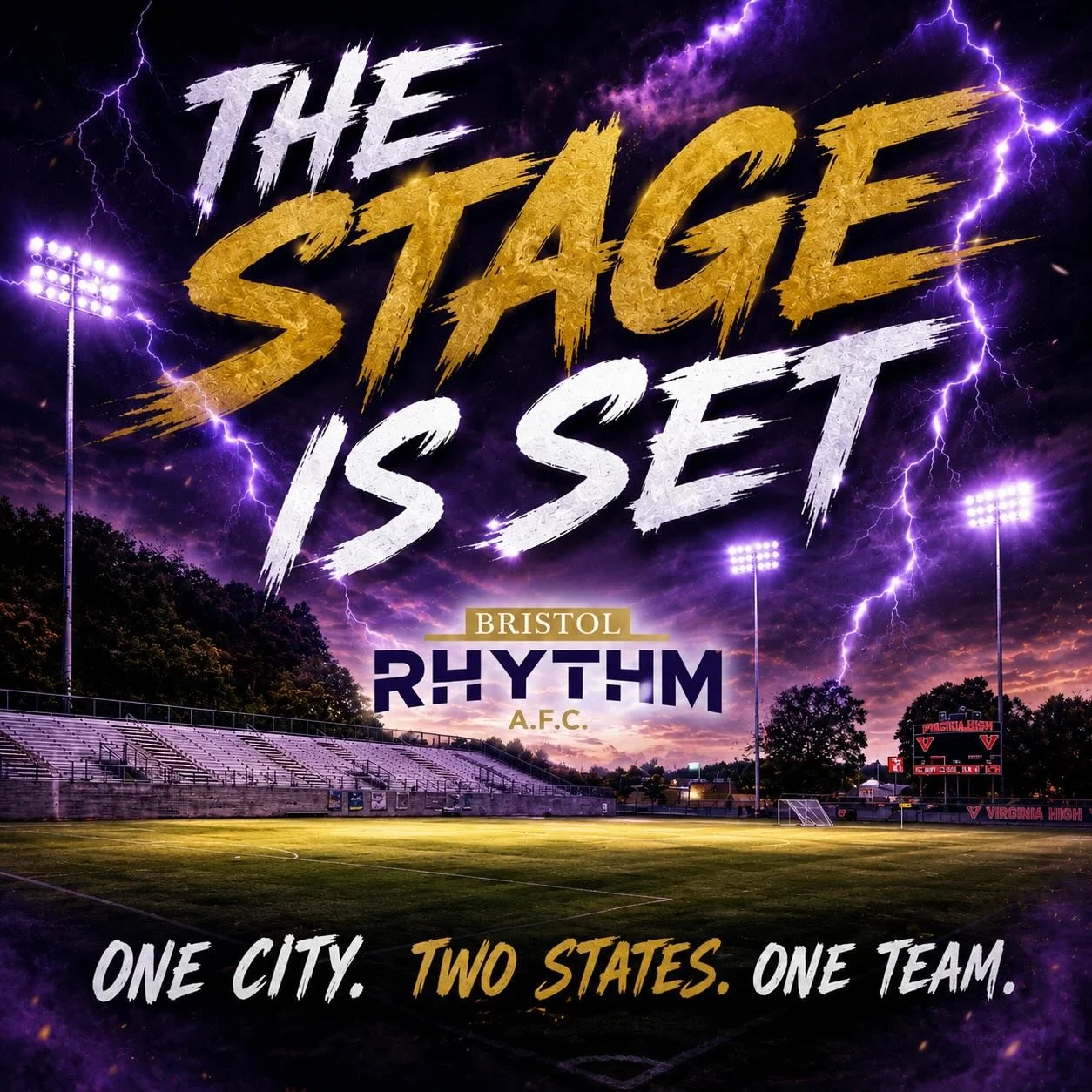 The stage is set. ⚡️

Tomorrow night, we play for Bristol.
Rhythm Nation, WE NEED YOU! Come out and bring the NOISE and let&rsquo;s defend Gene Malcolm. 

🔥 One City. Two States. One Team 🔥 

#UpTheRhythm