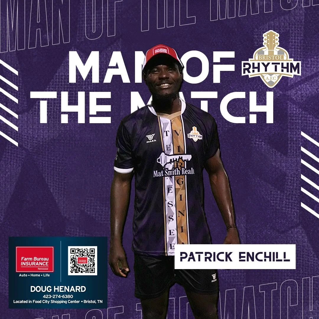 🎵 Rhythm Nation, take a moment to recognize the Doug Henard Farm Bureau Man of the Match &mdash; Patrick Enchill.
Coming off the bench, Patrick brought energy, composure, and quality when it mattered most. His impact helped drive the Rhythm forward 