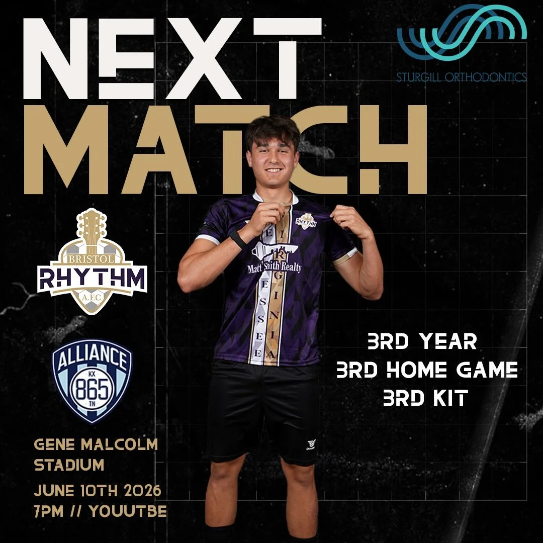 ⚡️ RHYTHM NATION &mdash; THE STAGE IS SET. ⚡️

This Wednesday, your Bristol Rhythm AFC puts its #2 national ranking on the line against 865 Alliance in a massive midweek showdown at Gene Malcolm Stadium.

🔥 Gates Open: 5:30 PM
⚽ Kickoff: 7:00 PM

Co