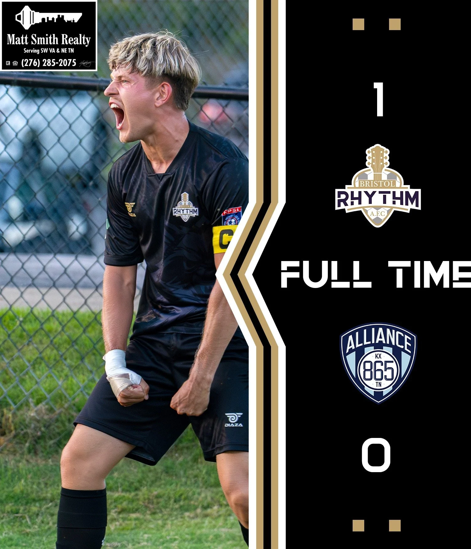 It's lonely at the top! The Bristol Rhythm pull out the 1-0 victory over 865 Alliance and widen the gap atop the @npslsoccer Southeast Conference! 🔥🦝🦝🦝🔥

 #uptherhythm #feeltherhythm #bristolrhythmafc #fearthebeast