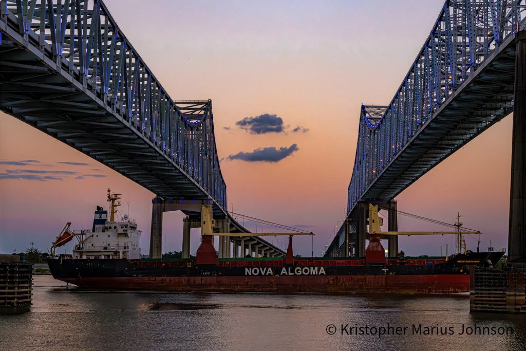 Crescent City Connector 3, with the Sider Cartagena cargo ship from the Nova Algoma fleet