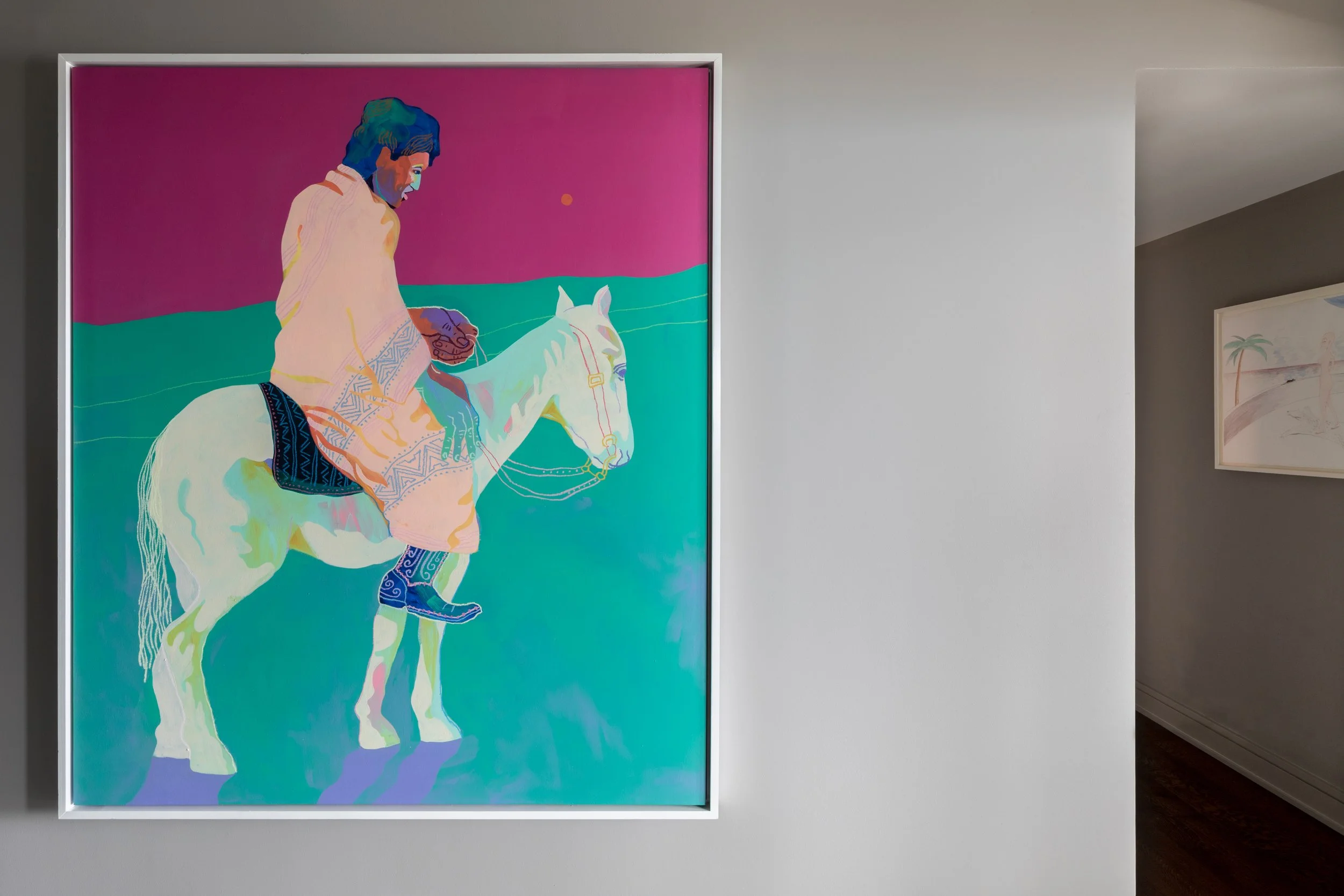 blue and purple framed painting of man on horse, Collector's Edition by PROjECT. interiors