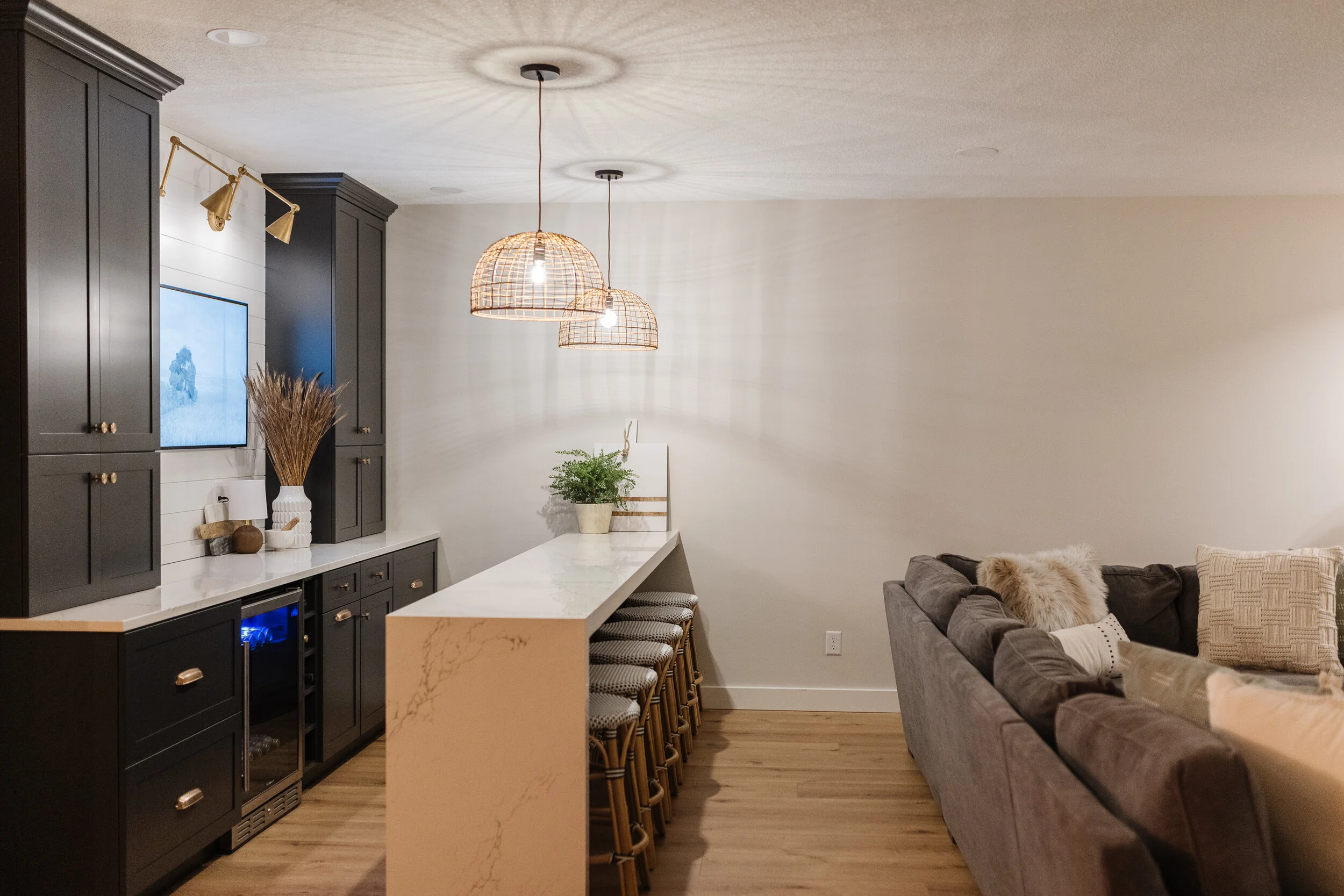 overview of basement bar area