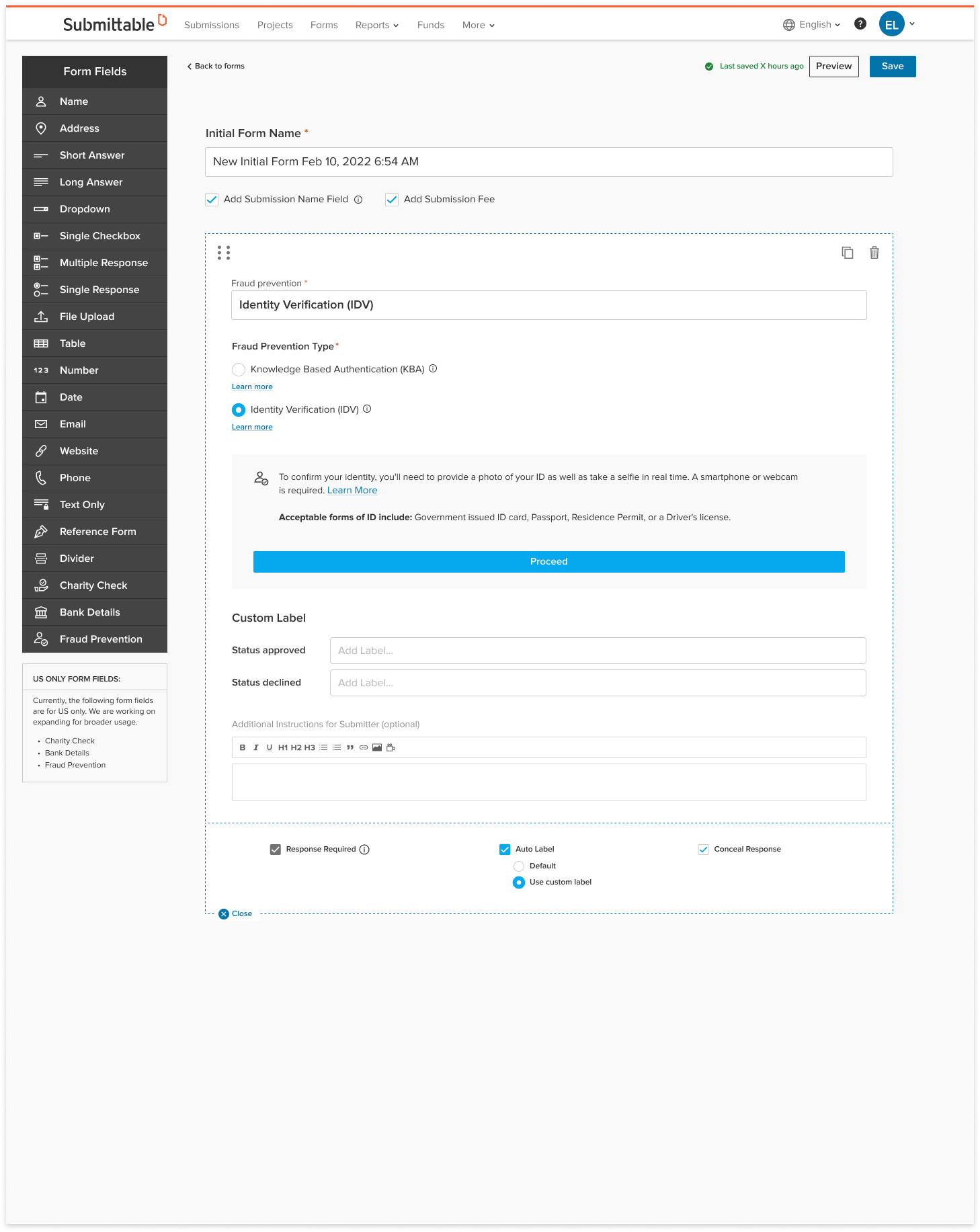 IDV_Form builder - custom label (organization) 