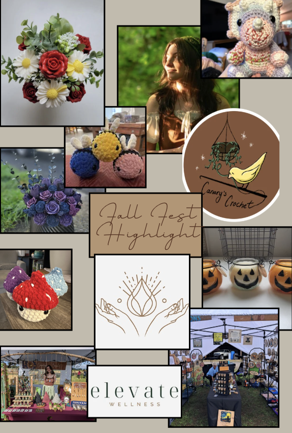 ✨Tenth Vendor Highlight!✨

Here is our TENTH Vendor highlight for this year’s Fall Fest! Leading up to the Fall Fest, we will highlight a few vendors daily during the week. Today, we’re featuring Grafted Branch Creations, Canary’s Crochet, Wax in Blo