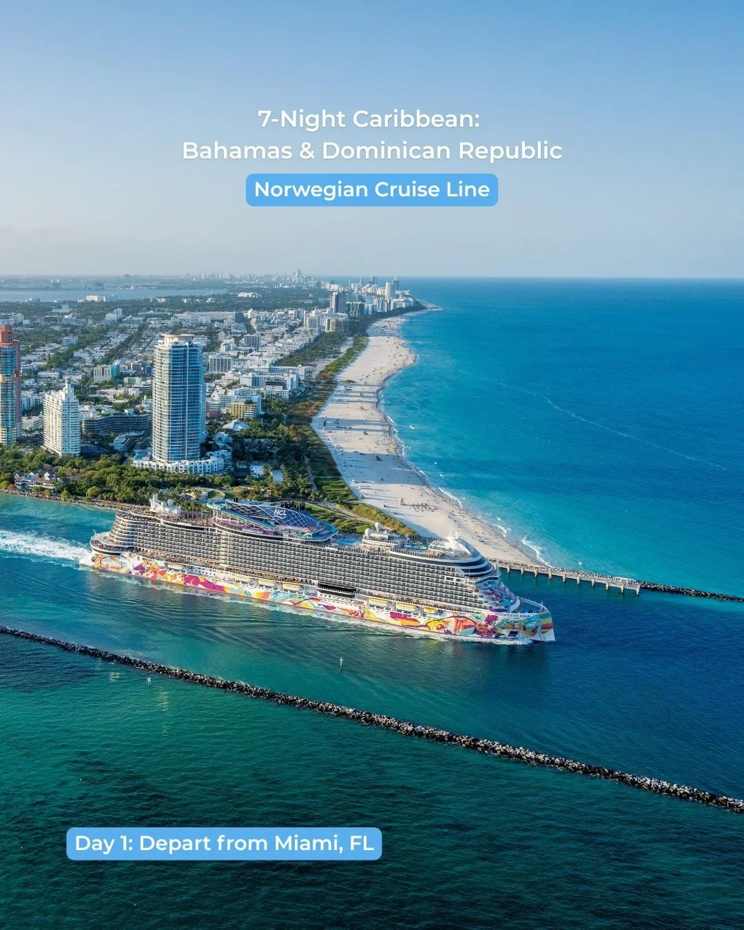 Swipe to envision your week on Norwegian Cruise Line 🌊 🛳️. Connect with me to get More At Sea. #TravelBetter #NorwegianCruiseLine