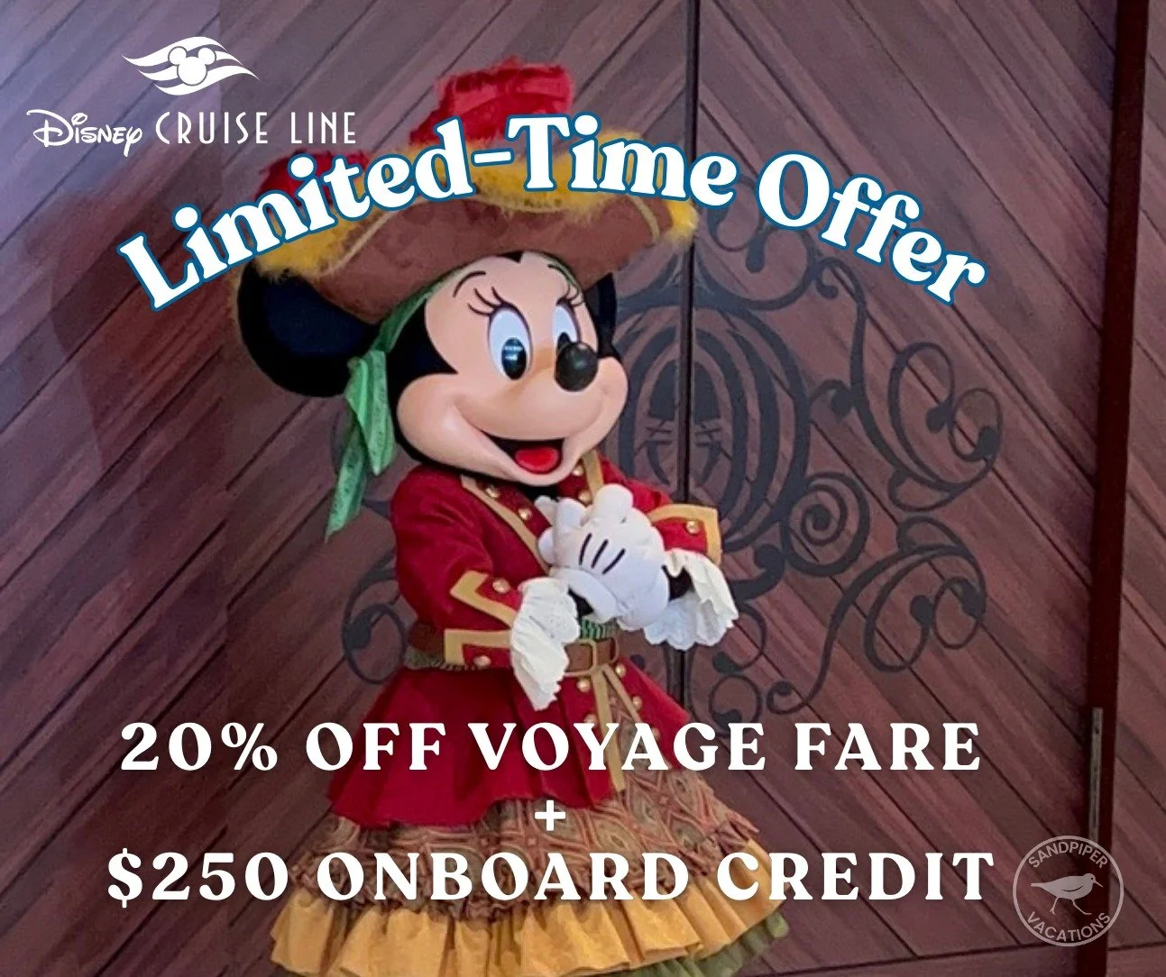 🚢 Exciting news from Disney Cruise Line!

You can now save 20% off your cruise fare PLUS receive a $250 onboard credit on select sailings aboard the Disney Wish and Disney Dream ✨

🗓️ Book by March 29, 2026
⚓ Select sailings only
💳 Onboard credit 