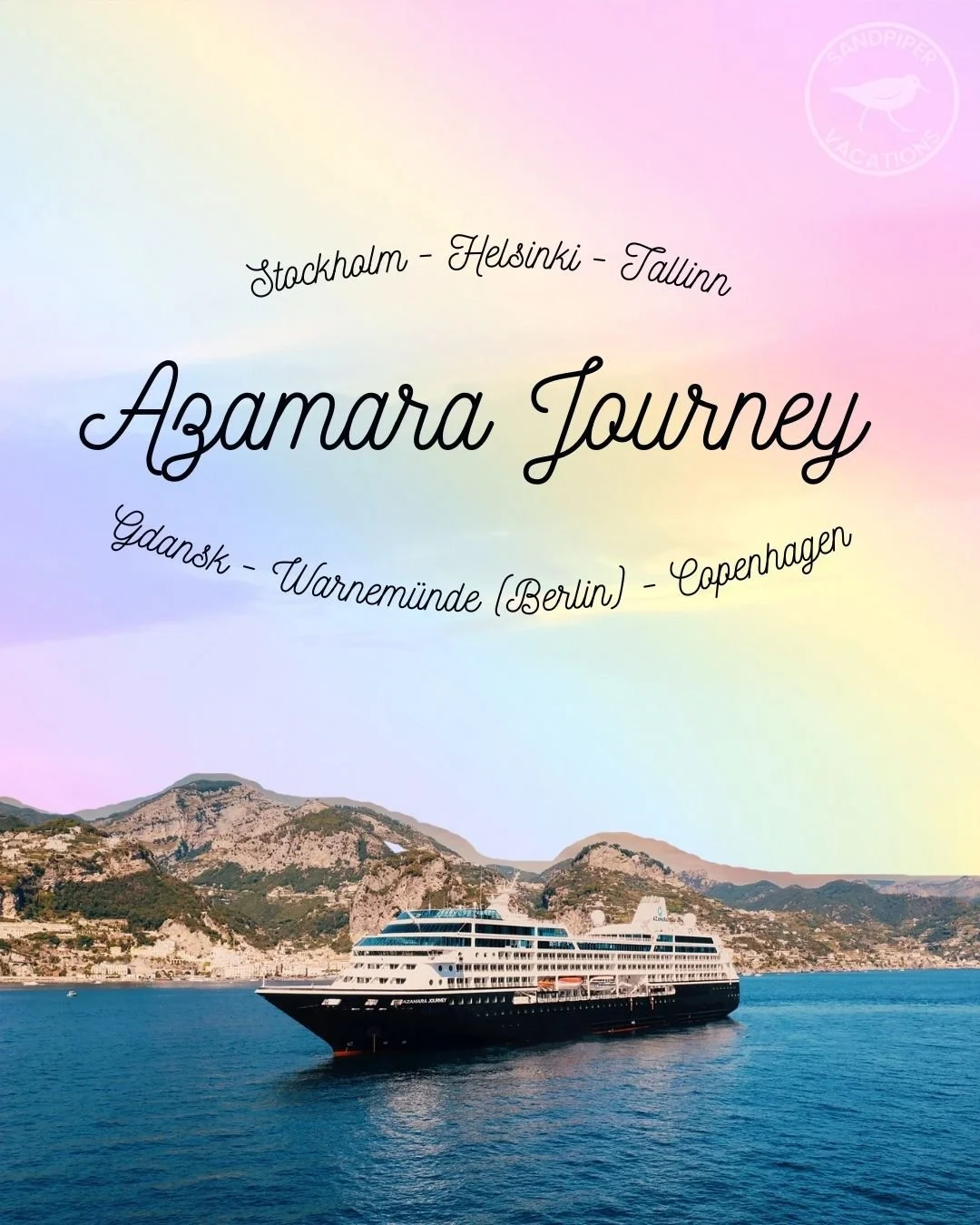 Set sail on a storybook journey! ✨ 

Cruise through the Baltic Sea aboard the luxurious Azamara Journey, traveling from Stockholm&rsquo;s island charm to Copenhagen&rsquo;s fairytale streets. Discover the beauty of Finland, Estonia, Poland, and Germa