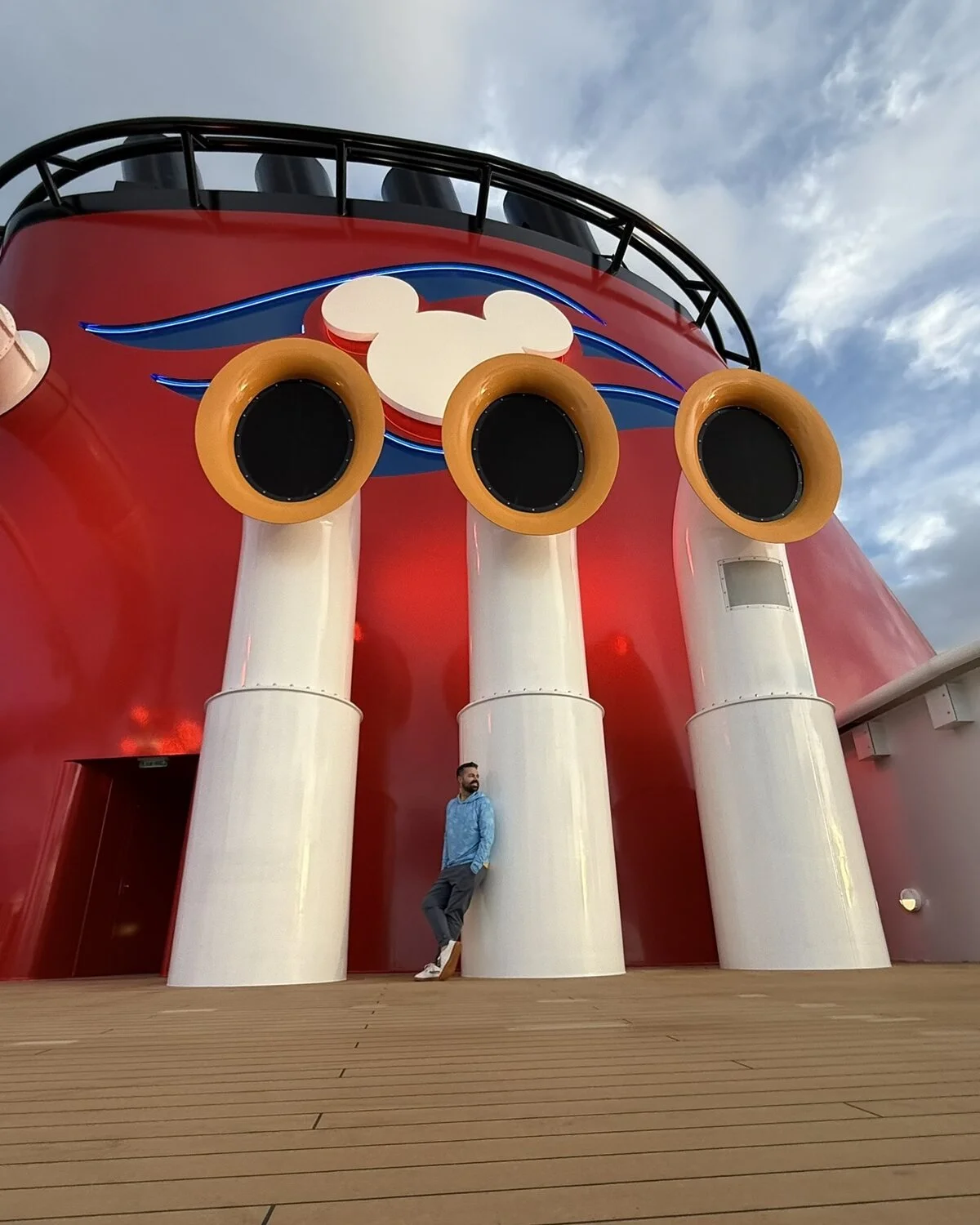 Nick Bryan, founder of Sandpiper Vacations, on the top deck of a Disney Cruise Line ship