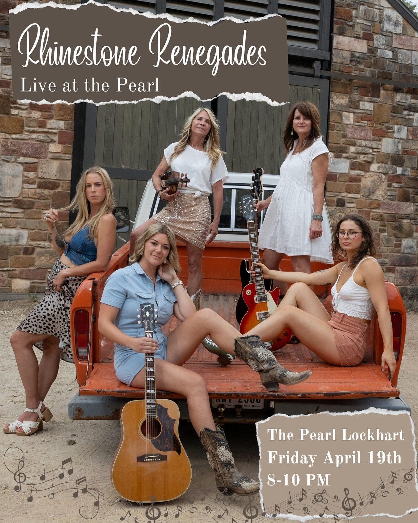 We&rsquo;ll be playing at The Pearl in Lockhart on Friday April 19th from 8-10 PM! We can&rsquo;t wait to take the stage of this true Lockhart staple!
.
.
#rhinestonerenegades #countrycoverband #countrygirlband #femalecoverband #turnpiketroubadours #