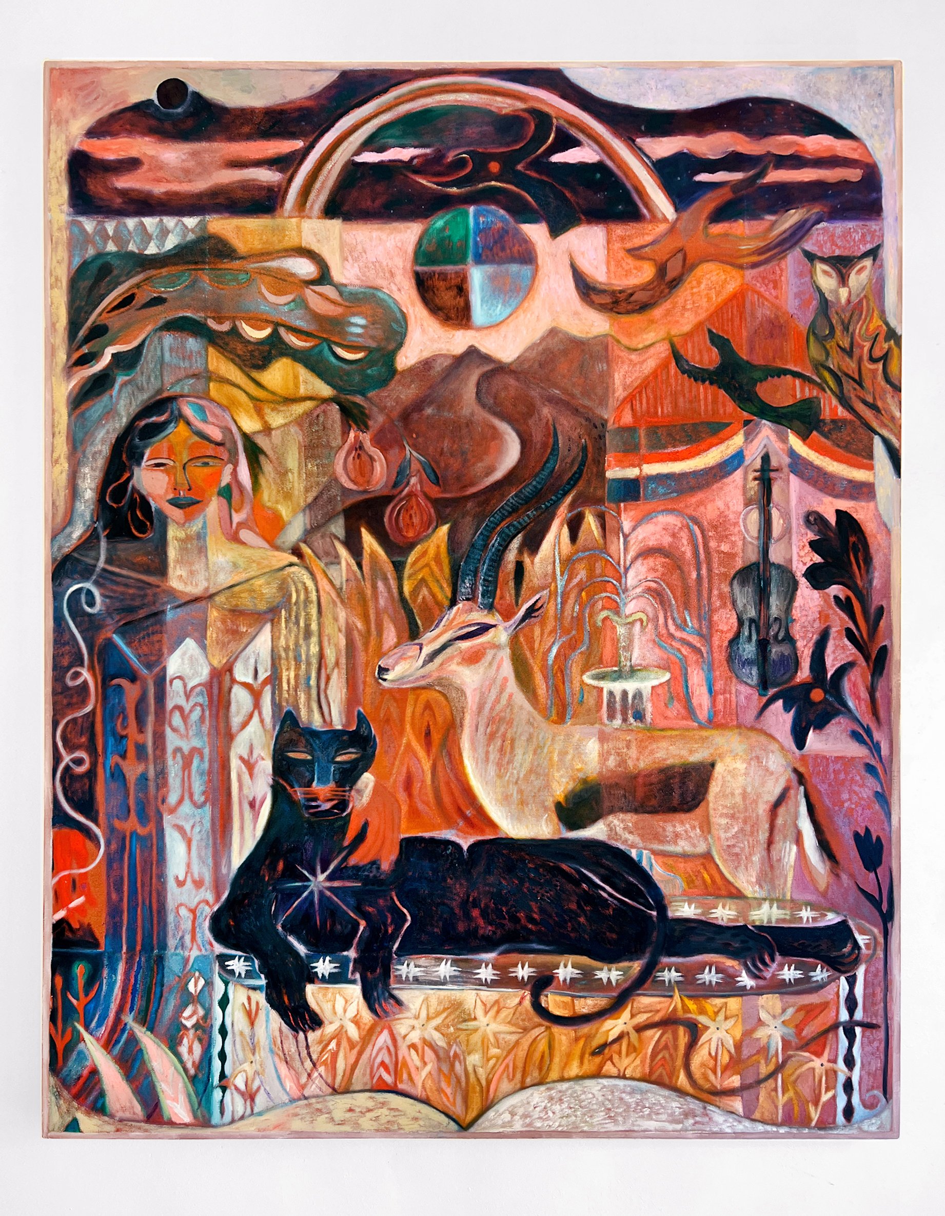 Monastery of the Heart_Oil paint, wax, juniper, interference, chimayo earth, raw pigment, temple oil on linen_60 x 48 inches_2023_Margaret R Thompson.jpg