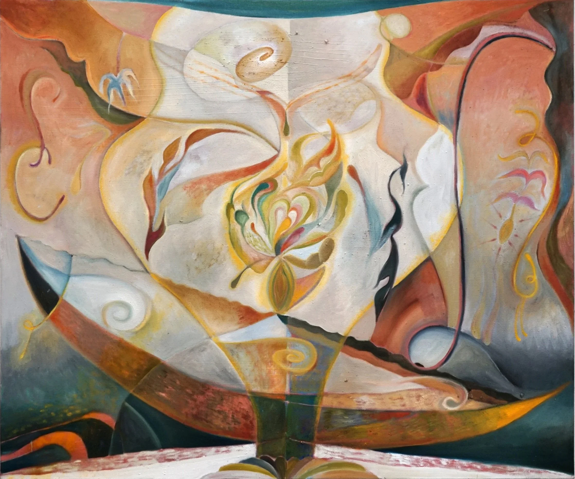"Hawthorn, " 2026 | Oil, collected earth, wax, natural pigment, temple oil on linen | 40 x 48 inches