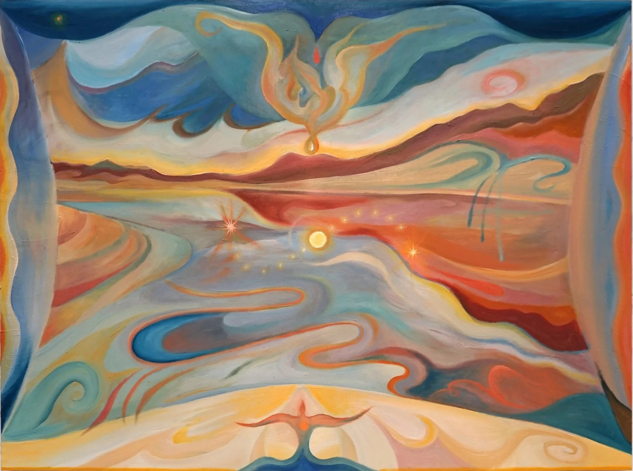 "Cradle of Reflection," 2026 | Oil and wax on wood panel | 24 x 18 in.