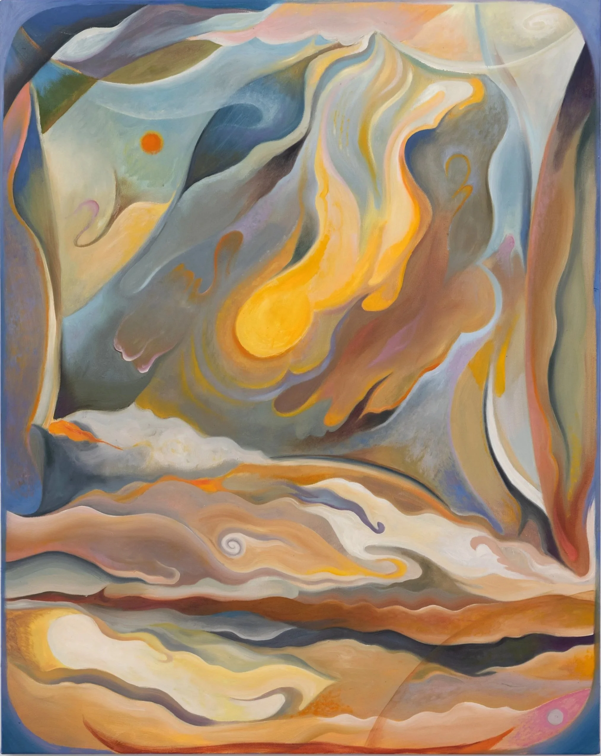 "Where Fire Meets Water," 2026 | Oil and wax on linen | 30 x 24 in.