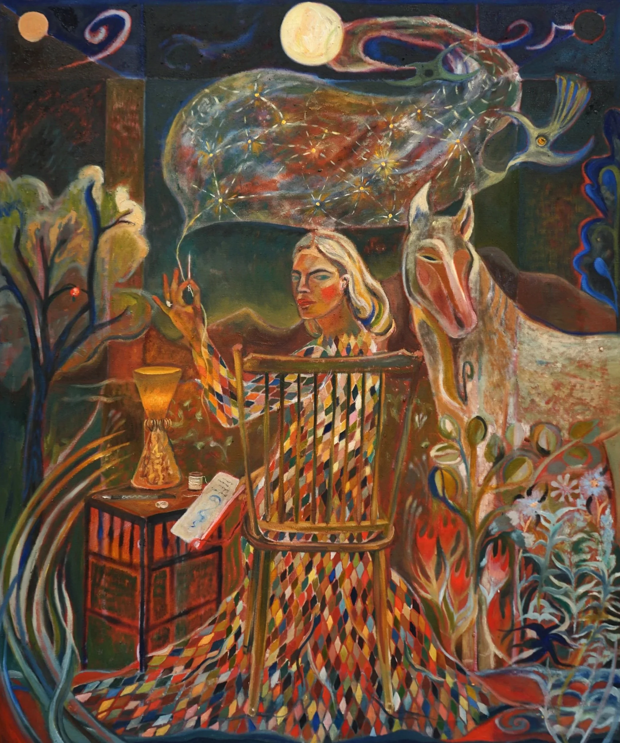 Night of the Dog Star, 2026 | Oil, natural pigment, collected earth, interference, temple oil on linen | 48 x 40 in.